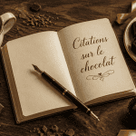 citation le chocolat table avec chocolat et livre