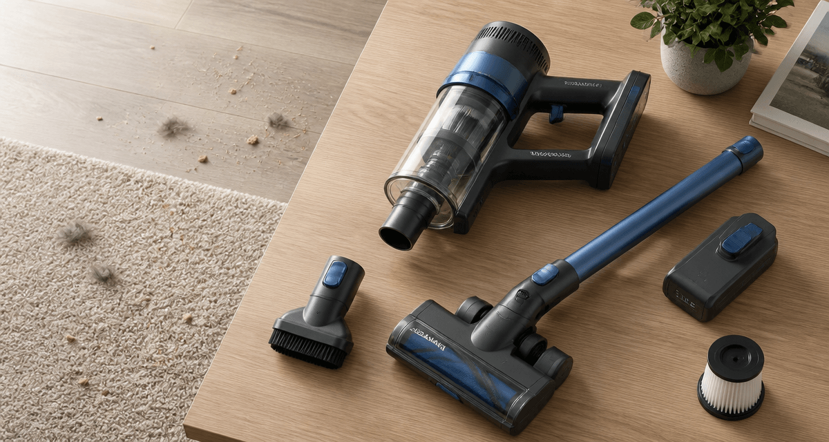 avis aspirateur sans fil accessoires sur table