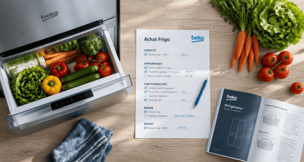 avis beko frigo vue plan travail cuisine