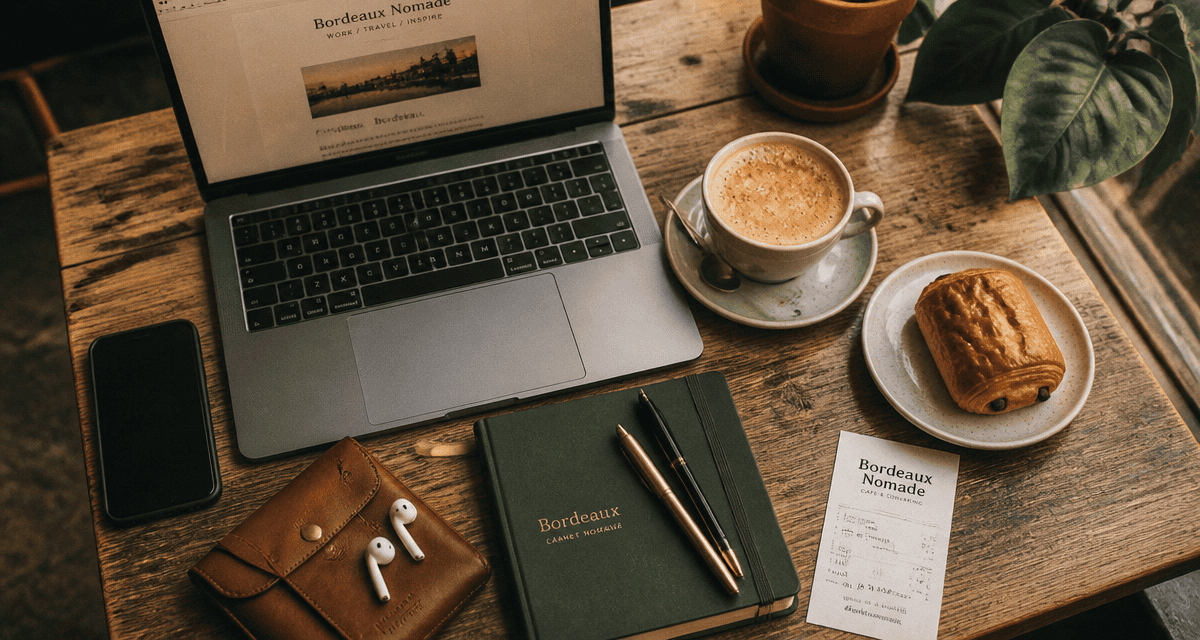 café pour travailler bordeaux table avec ordinateur