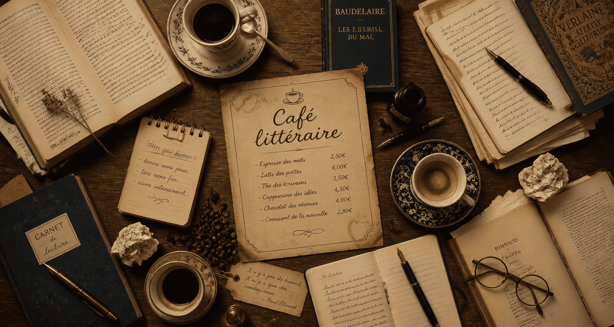 cafes litteraires table livres et café