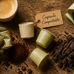 capsule nespresso compostable avis sur table avec marc et terre