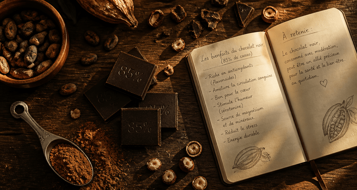 chocolat bon pour la sante noir et cacao sur table