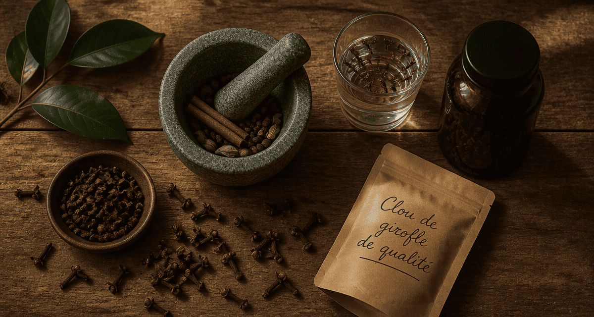 Clou de girofle ou en acheter vue flat-lay