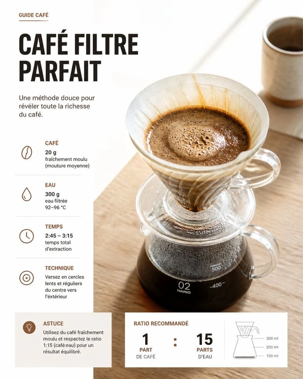 Préparation d'un bon café filtre avec un porte-filtre V60