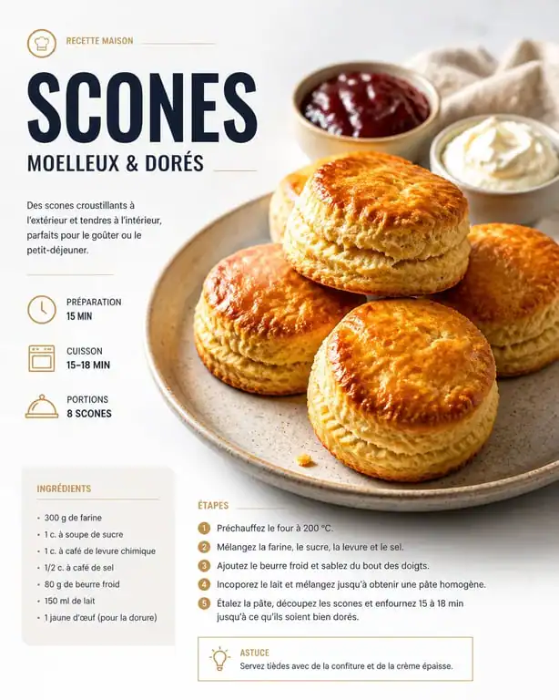 Scones traditionnels servis pour un salon de thé à Bordeaux