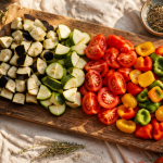 épices pour ratatouille sur planche avec légumes