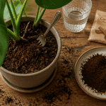 marc de café plante moucheron sur terreau