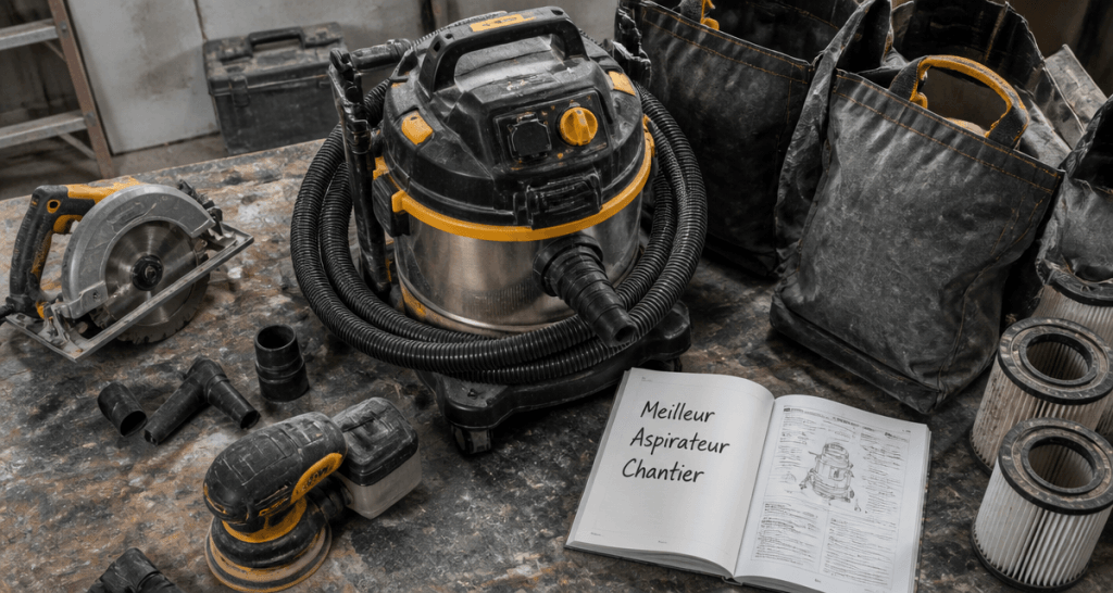 meilleur aspirateur de chantier professionnel sur établi