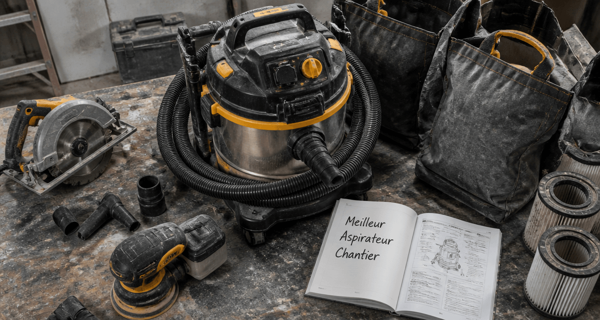 meilleur aspirateur de chantier professionnel sur établi