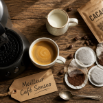 Meilleur café Senseo, machine et dosettes sur table