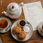Salon de thé Bordeaux table avec thé et scones