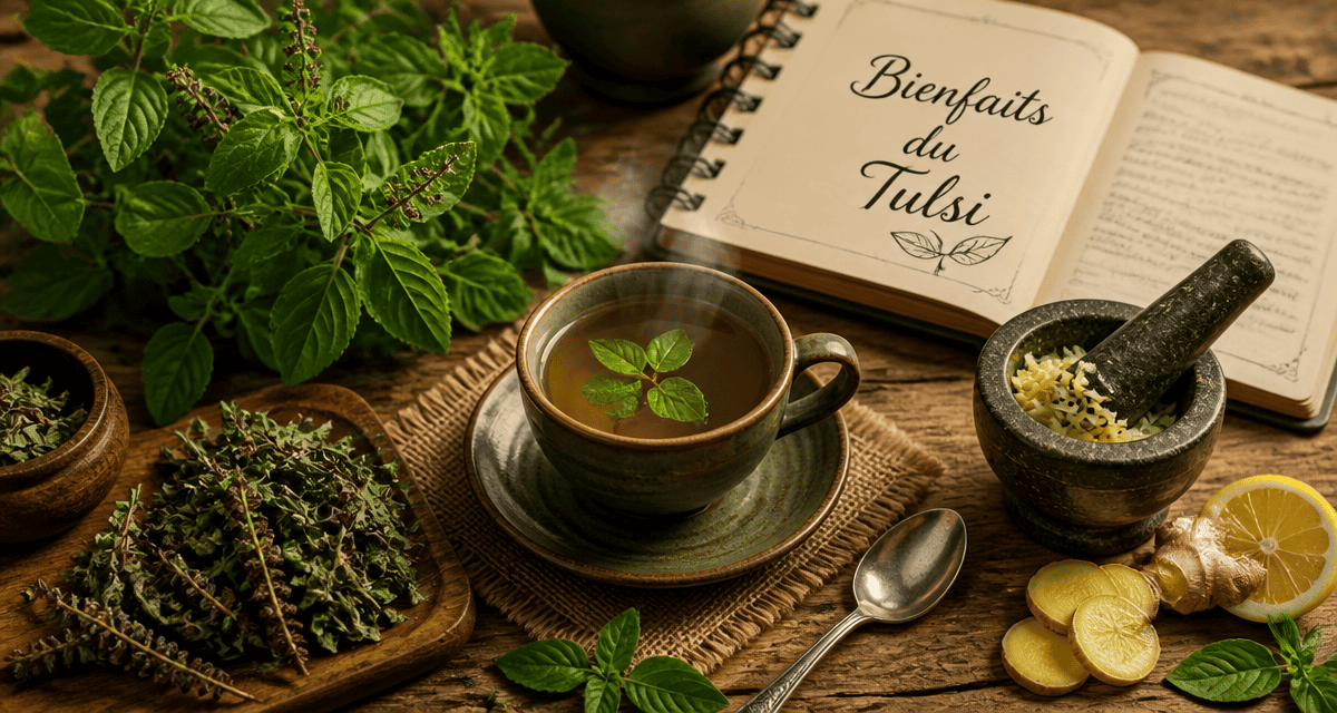 tulsi bienfaits the tisane sur table rustique