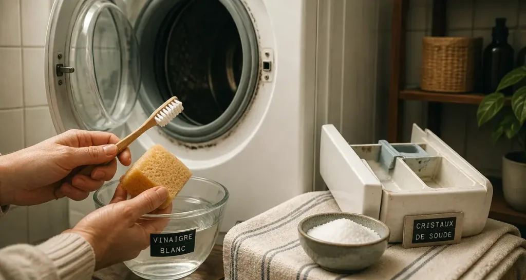 Comment nettoyer une machine à laver qui sent mauvais : brosse, vinaigre et joint hublot noirci