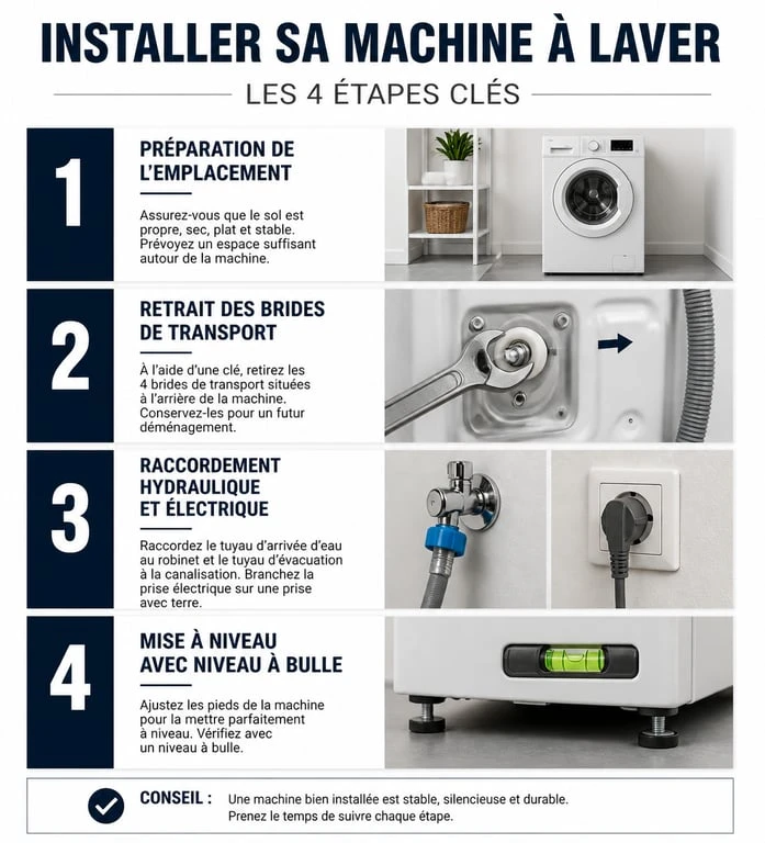 Étapes pour installer une machine à laver en toute sécurité