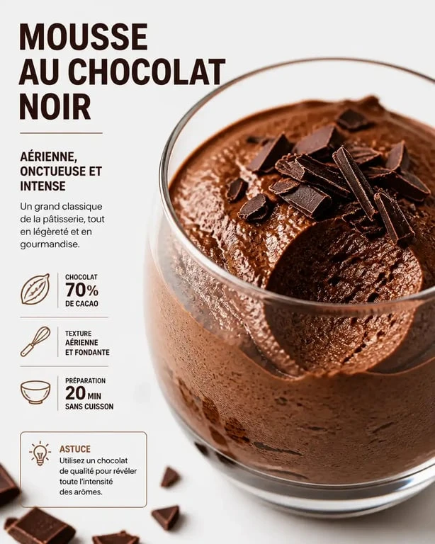 Mousse au chocolat sans sucre dans une verrine élégante
