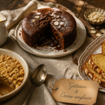 gâteau pour accompagner une crème anglaise, fondant chocolat, crumble et cake