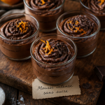 mousse chocolat sans sucre en verrines décorées
