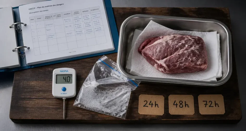Produit décongelé combien de temps au frigo : durées 24h 48h 72h à 4°C