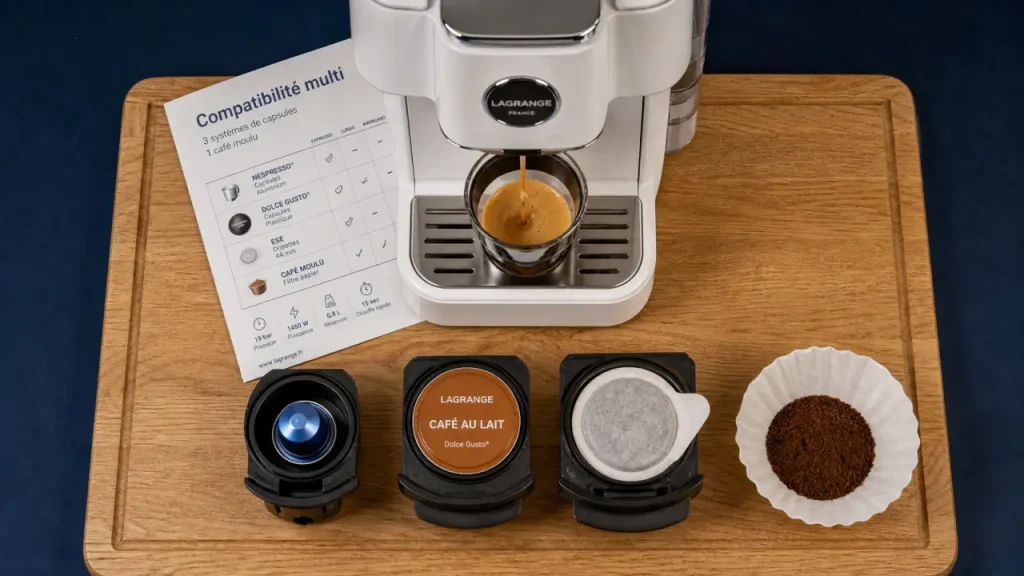 Cafetière multi dosettes : Nespresso, Dolce Gusto, ESE 44 mm et café moulu, les compatibilités à contrôler