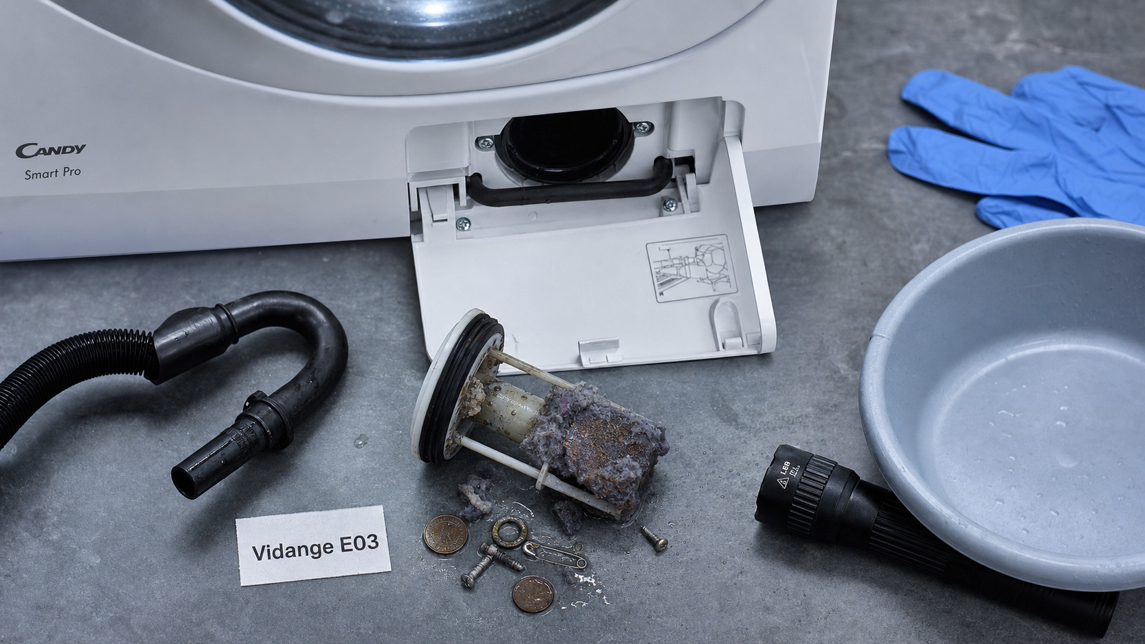 Erreur e03 lave linge candy : vidange bloquée