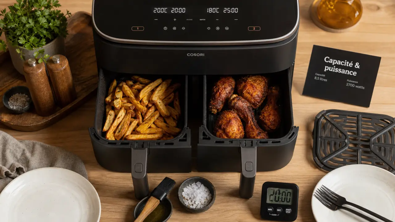 Meilleur airfryer 2025 : capacité et puissance, format double compartiment