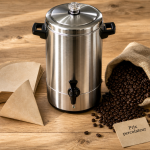 Prix percolateur 70 à 100 tasses inox, robinet verseur, maintien au chaud