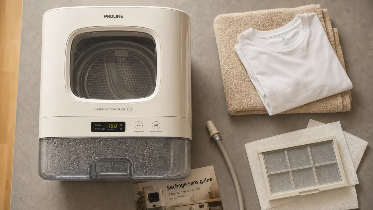 Seche linge condensation : c’est quoi, séchage sans gaine avec bac à eau et tuyau