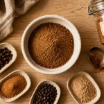 4 epices cannelle poivre muscade girofle en poudre