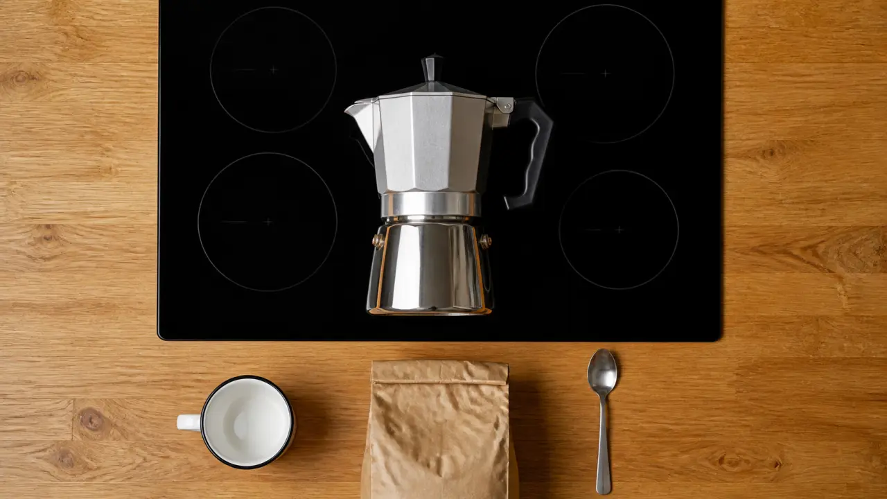 Cafetière italienne pour induction acier et café corsé