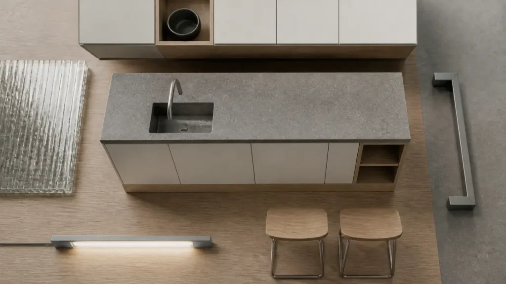 Cuisine moderne : matériaux, couleurs et implantation pour un espace pratique et lumineux