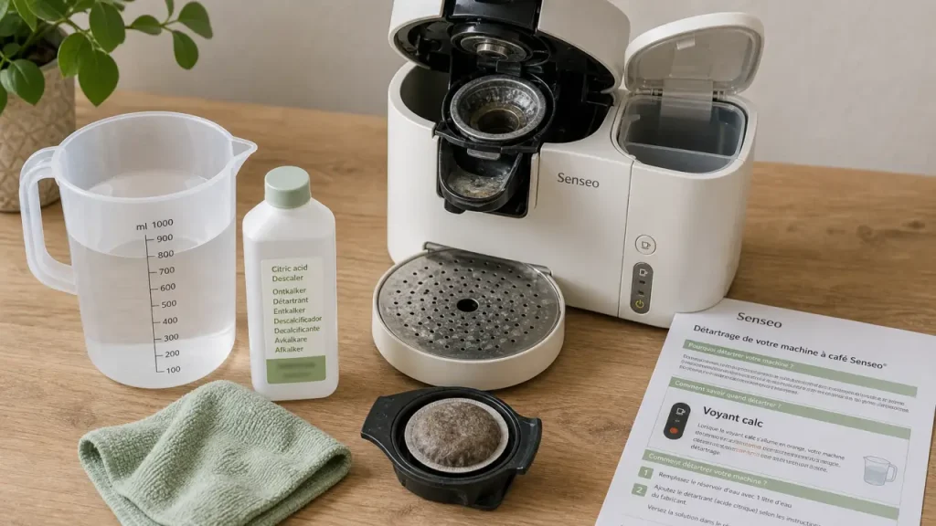 Voyant calc, acide citrique et rinçage : détartrer une Senseo Philips sans erreur