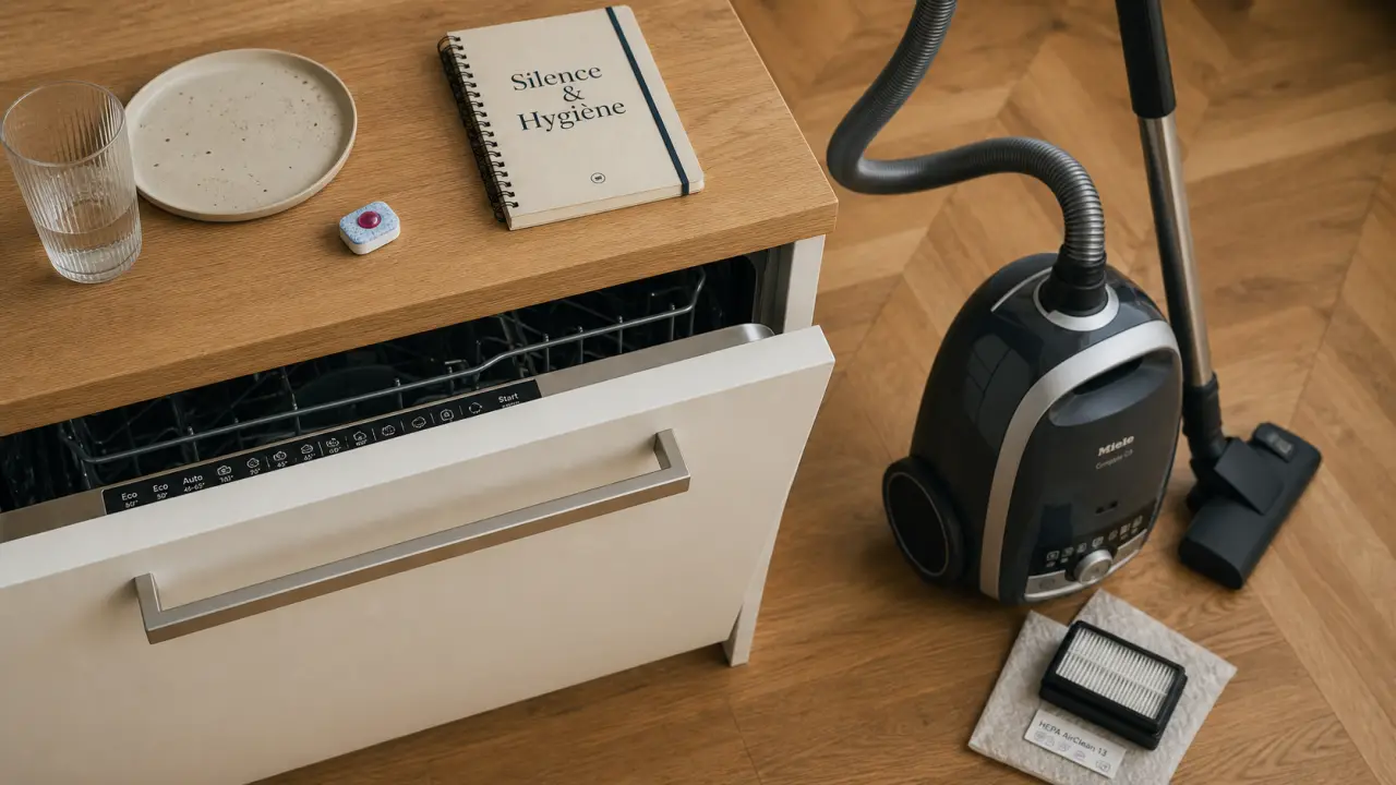 electromenager miele premium : lave-vaisselle et aspirateur en cuisine moderne