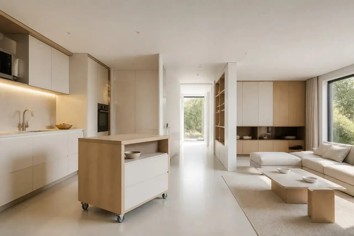 Séparer cuisine du salon avec un îlot mobile dans un petit appartement