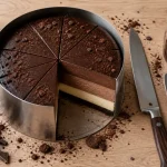 Gateau 3 chocolat en trois couches nettes, repos au froid