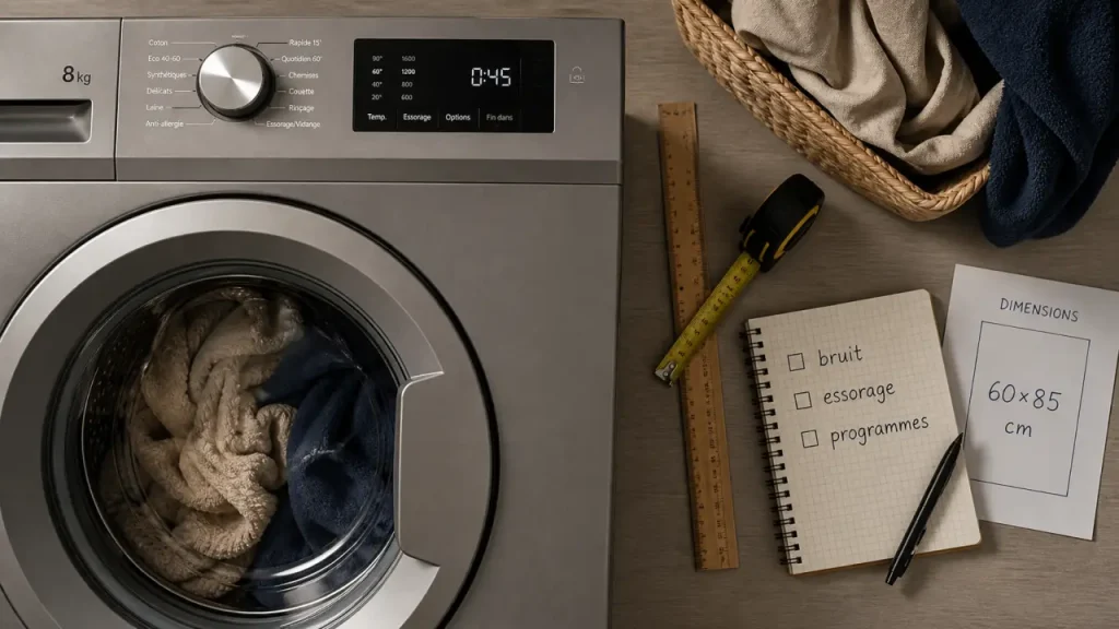 Lave-linge 8 kg : pour 4 personnes, quel essorage et quel niveau sonore choisir ?