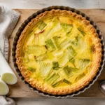 Recette tarte au poireau : tarte fondante crème légère, pâte brisée dorée