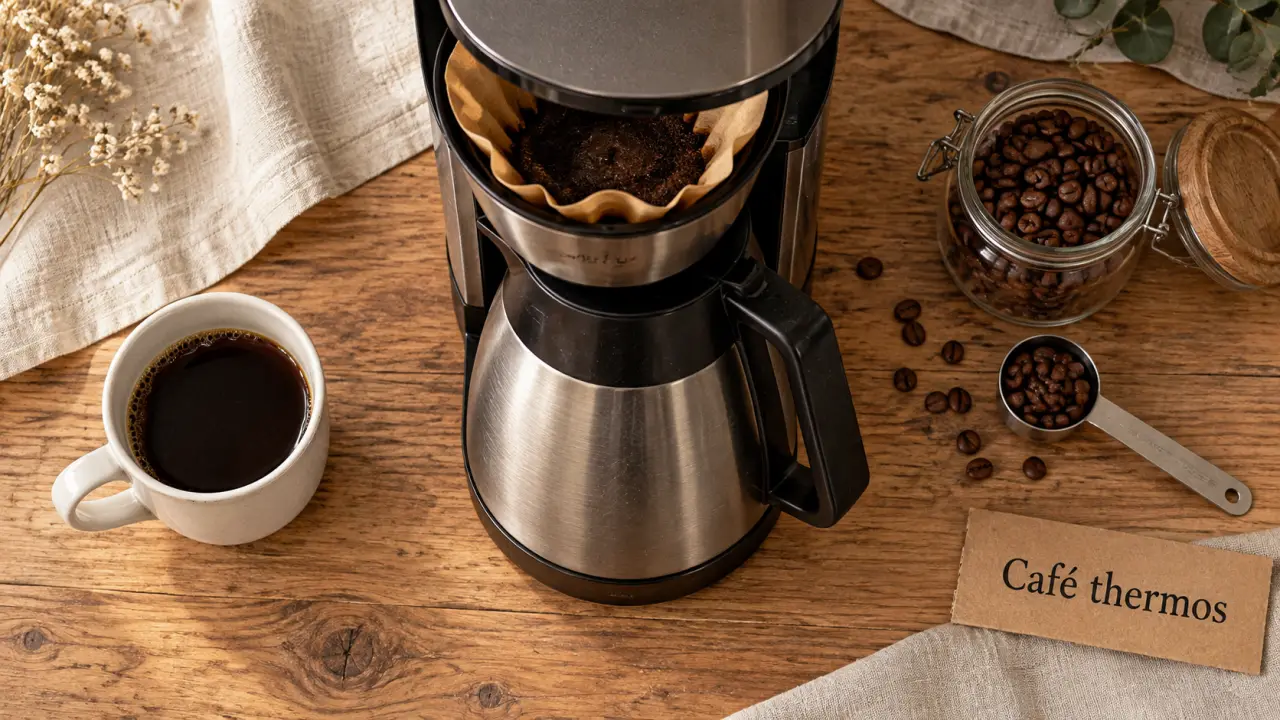 Cafetière thermos gardant le café chaud sans plaque chauffante