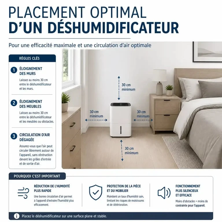 Schéma de placement optimal d'un déshumidificateur dans une chambre