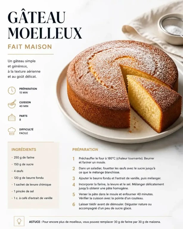 Gâteau express Thermomix moelleux et réussi sur une assiette élégante