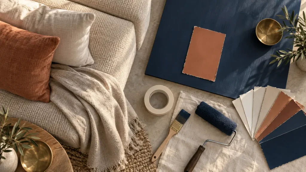 Idée peinture salon : le mur d&rsquo;accent qui réveille la pièce sans l&rsquo;assombrir