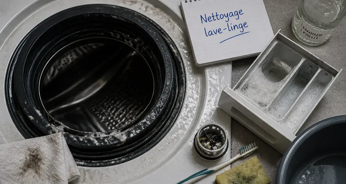 Machine à laver qui sent mauvais : joint humide et bac à lessive pour nettoyage naturel