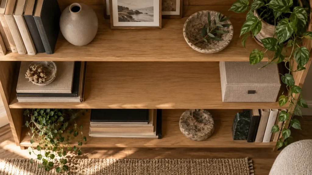 Décorer une étagère de salon : la méthode pour équilibrer objets, volumes et espaces