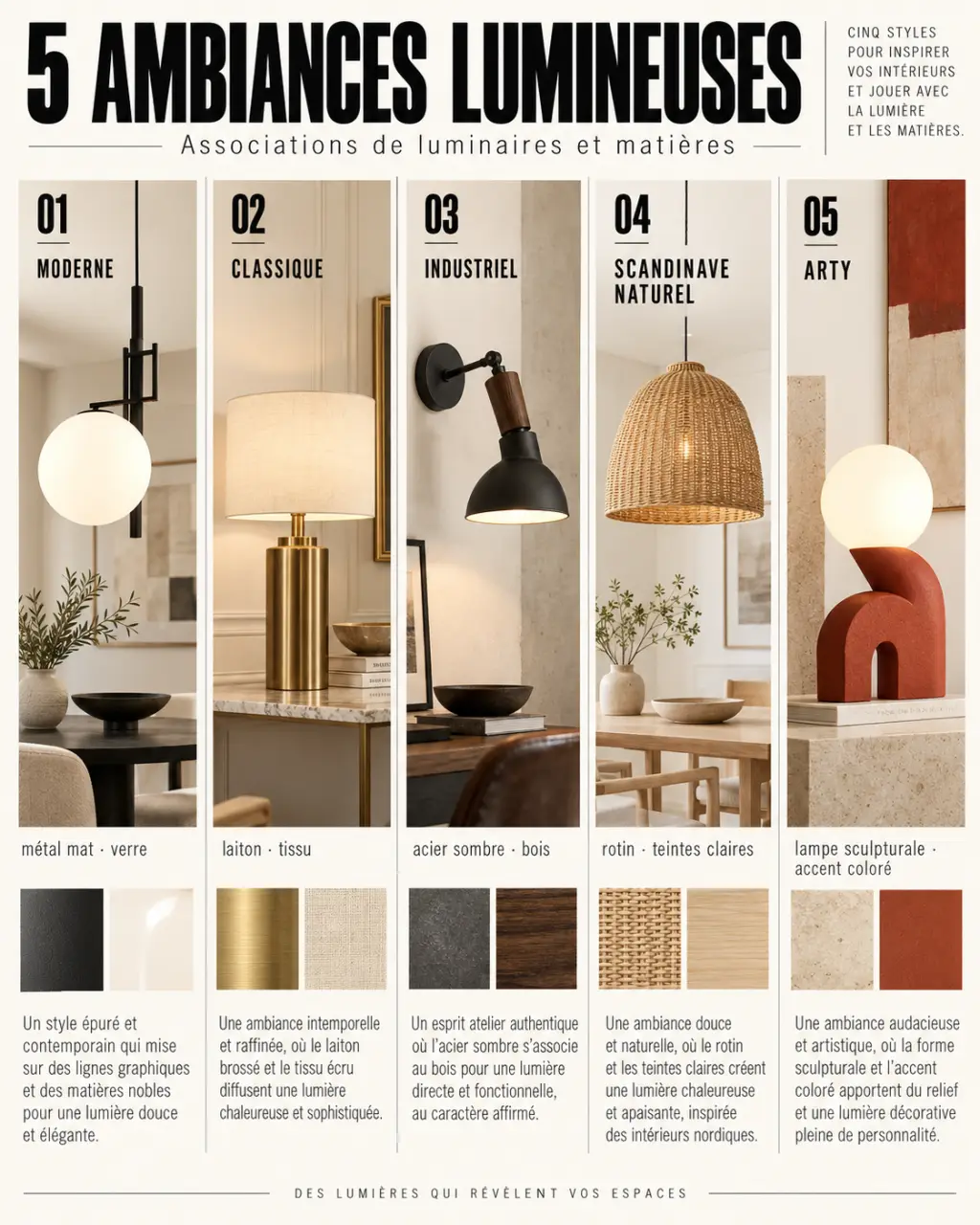 Comment harmoniser vos luminaires pour une décoration intérieure réussie selon cinq styles décoratifs