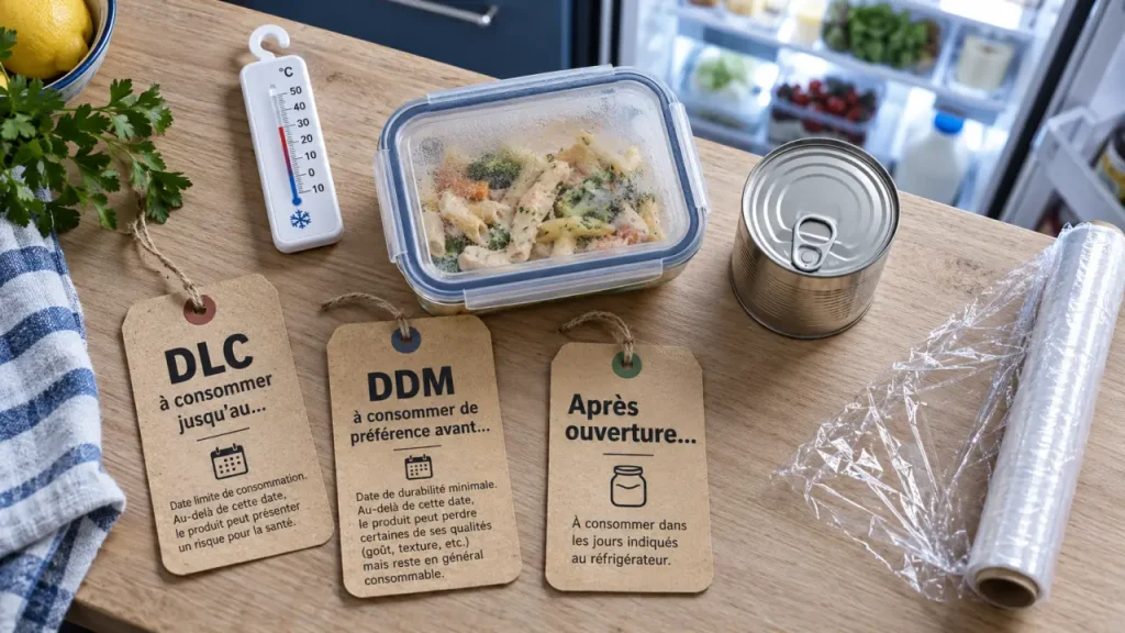 Tableau des dates de péremption des aliments : DLC, produits ouverts et restes à surveiller